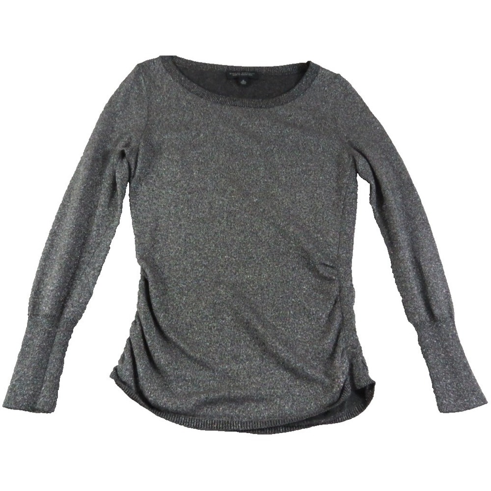 Banana Republic Sweater Women M Metallic Gray Slim Fit‎ Raglan Sleeve Boat Neck